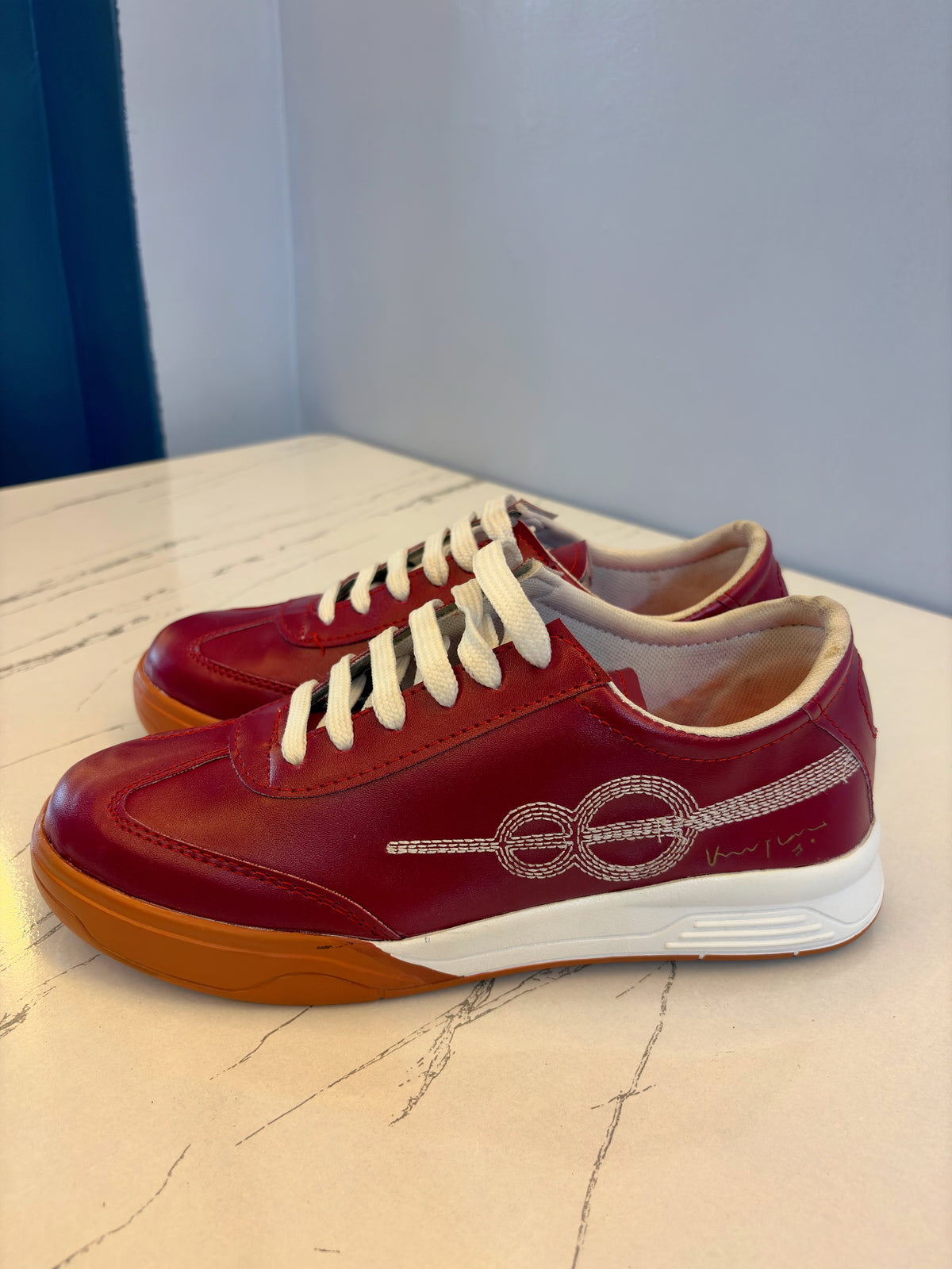 ONE8 Signature Burgundy Leather Sneakers